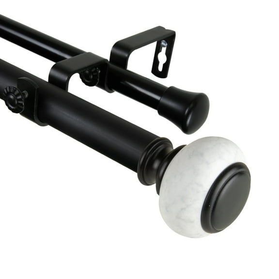 Domovina Timothy 1-inch Double Curtian Rod-Color:Black,Size:28-48"