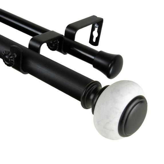 Domovina Timothy 1-inch Double Curtian Rod-Color:Black,Size:28-48"