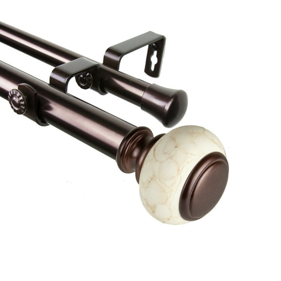 Domovina Timothy 1-inch Double Curtian Rod-Color:Bronze,Size:66-120"