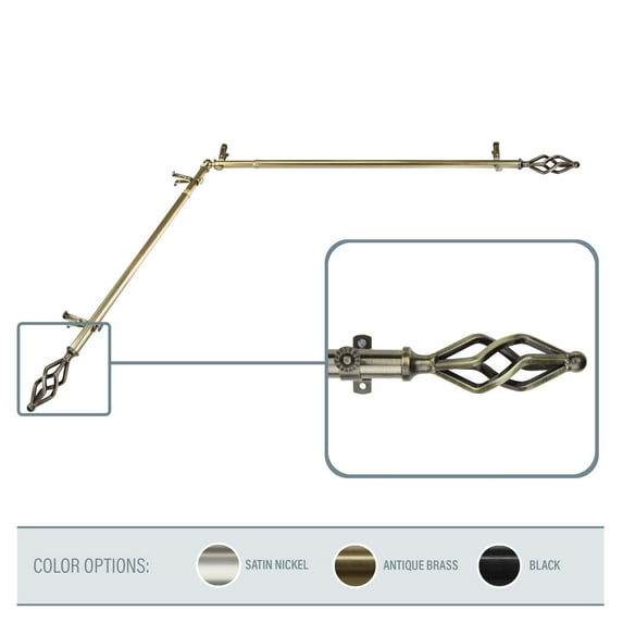 Domovina Vinci 13/16" Corner Curtain Rod-Color:Antique Brass,Size:66-120"