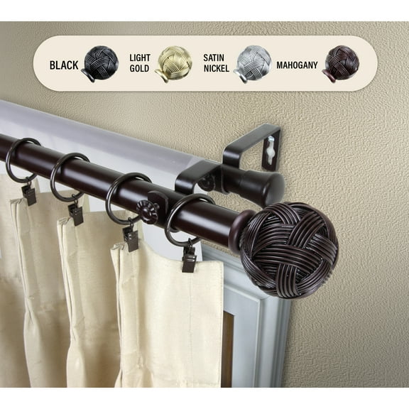 Domovina Wayland 1" Double Curtain Rod-Color:Mahogany,Size:28-48"