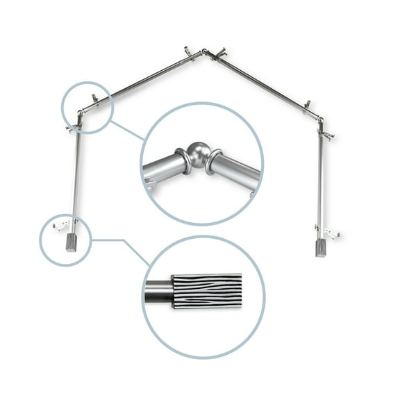 Domovina Wood 13/16" 4 Sided Bay Window Single Curtain Rod-Color:Satin Nickel