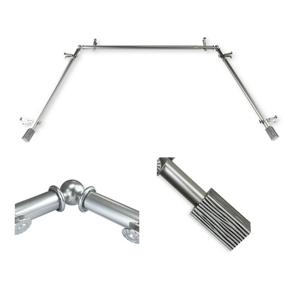 Domovina Wood 13/16" Bay Window Single Curtain Rod-Color:Satin Nickel