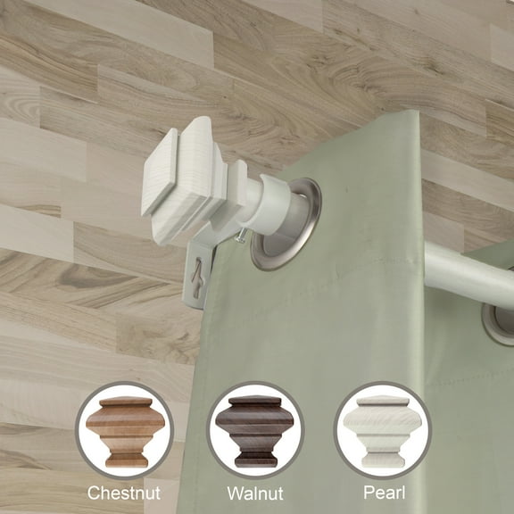 Domovina Yona 1" Faux Wood Curtain Rod-Color:Pearl White,Size:160-240"