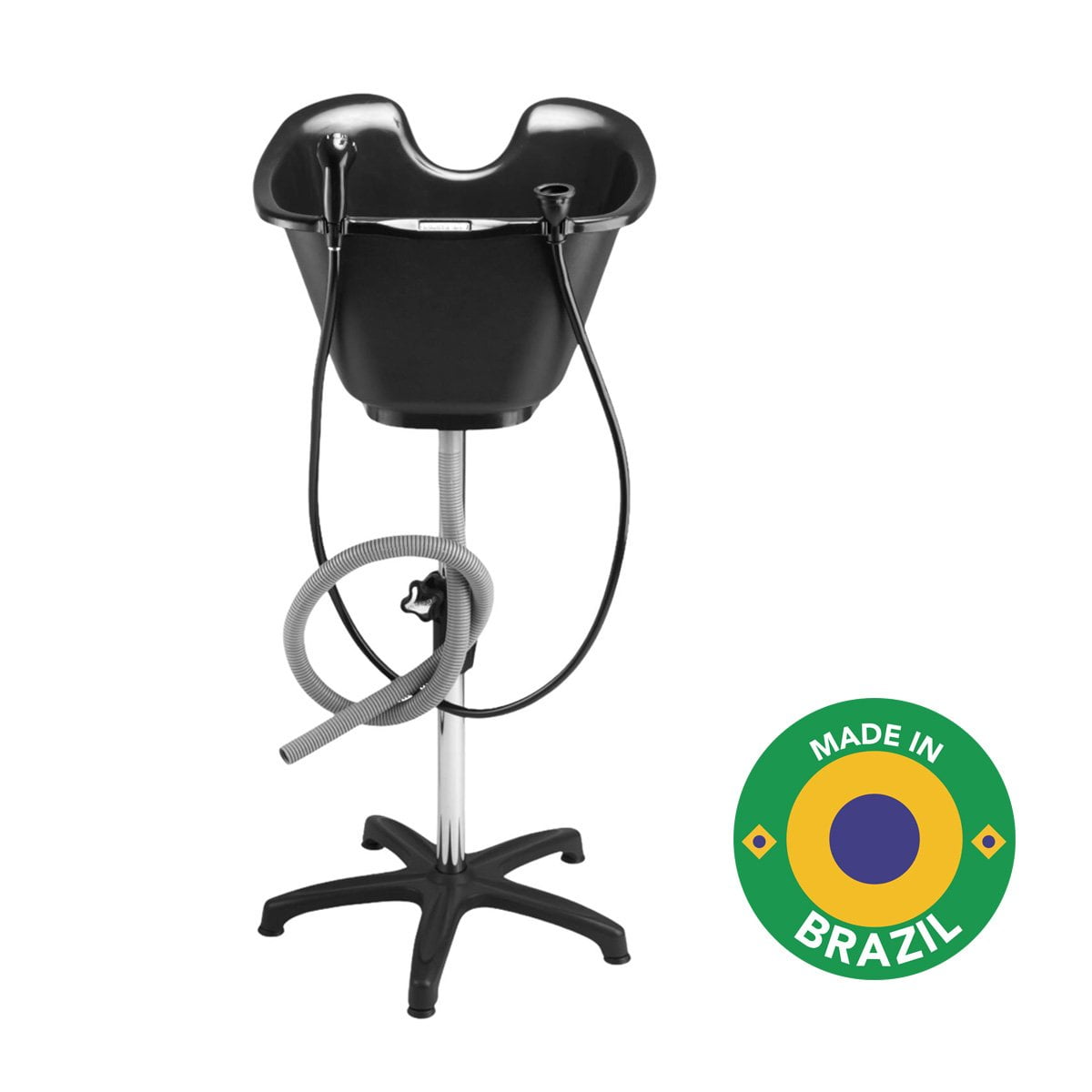 Adjustable Black Portable Shampoo Bowl with Chrome Steel Frame
