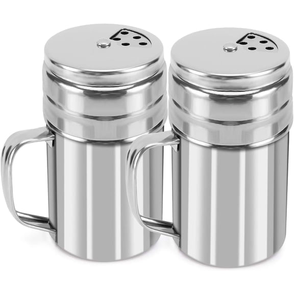 Dompilc 9oz Salt and Pepper Shakers with Adjustable Pour Holes – Stainless Steel Dredge for Seasonings, Spices 2PC
