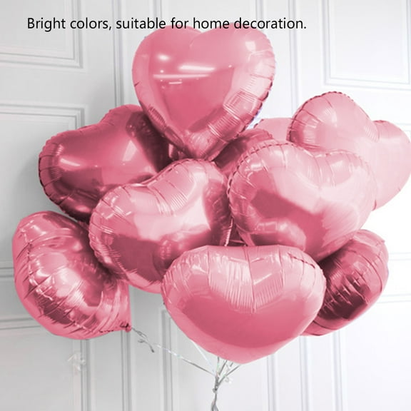 Domqga Automatic Sealing Heart Shaped Balloons Aluminum Foil Pink, 10 Inch,1 lb, 10 Count