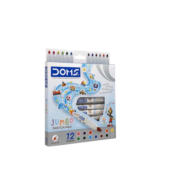 Doms Floating Markers 12 Shades| 5 Mm Medium Tip & Includes 1 Ceramic Spoon For Unlimited Fun| Draw On Ceramic Spoon, Slowly Dip It In Water & Watch The Characters Floating, Multicolor
