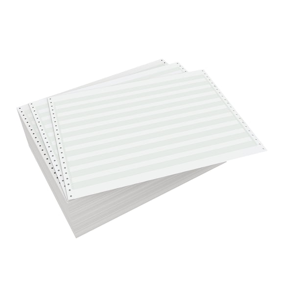 Domtar Continuous Form Paper, Unperforated, 14 7/8" x 11", 18 Lb, 1/2" Green Bar, Carton Of 3,000 Forms
