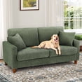 thumbnail image 1 of Domusensus 70 inch sofa, Corduroy Loveseat 21" Extra Deep Seat, Oversize Loveseat No Tool Assembly, Oversize Sofa Living Room with 2 Pillows, Green, 1 of 10