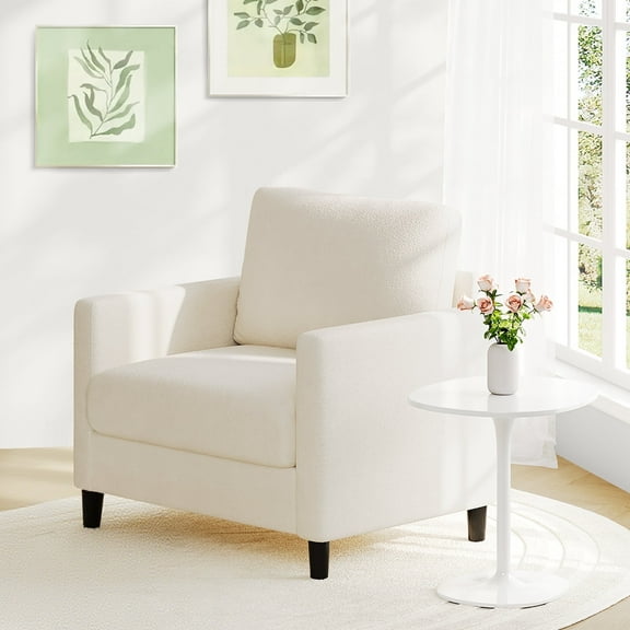 Domusensus Cozy Sofa Accent Chair, 33'' Reading Chair for Bedroom, Sturdy Arm Chairs Living Room, Hassle-Free Setup Living Room Accent Chairs, Beige