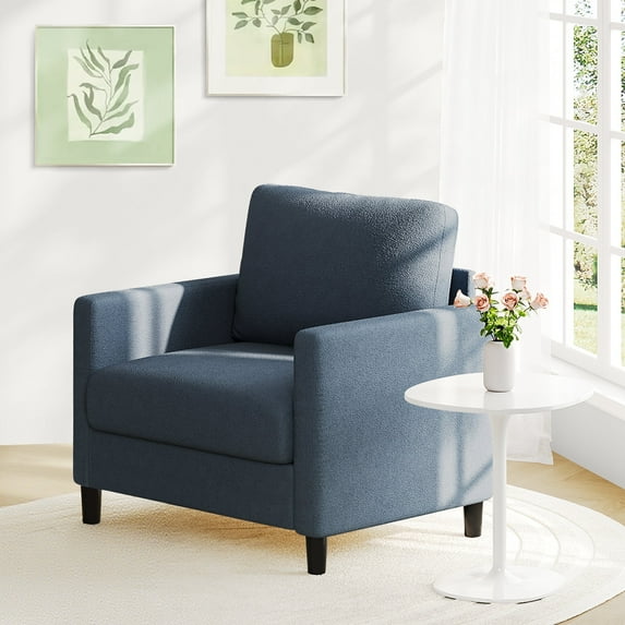 Domusensus Cozy Sofa Accent Chair, 33'' Reading Chair for Bedroom, Sturdy Arm Chairs Living Room, Hassle-Free Setup Living Room Accent Chairs, Blue