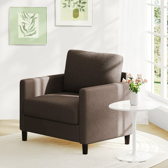Domusensus Cozy Sofa Accent Chair, 33'' Reading Chair for Bedroom, Sturdy Arm Chairs Living Room, Hassle-Free Setup Living Room Accent Chairs, Brown