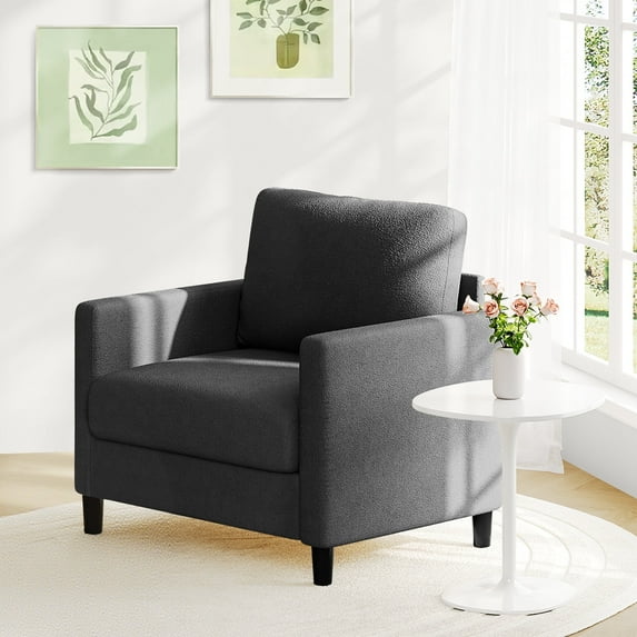 Domusensus Cozy Sofa Accent Chair, 33'' Reading Chair for Bedroom, Sturdy Arm Chairs Living Room, Hassle-Free Setup Living Room Accent Chairs, Gray