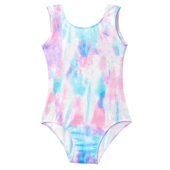 Domusgo Gymnatisic Leotard Girls Size 6-7 Years Old Sparkle Blue One Piece Unitards