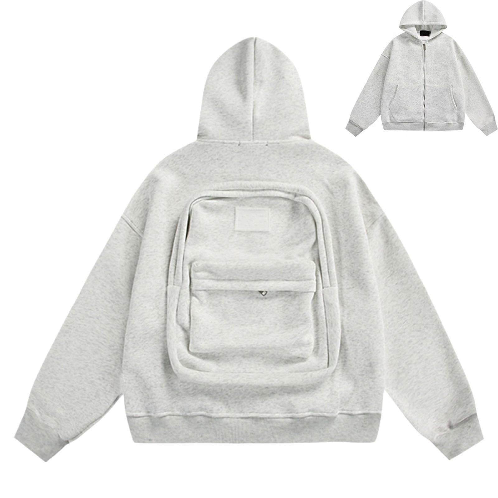 Domuza 2-In Backpack Hoodie for Men Creative Travel Hoodie with