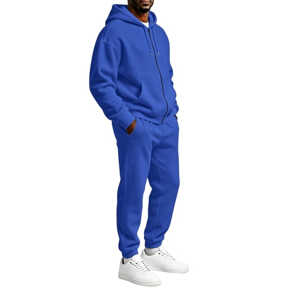 Domuza 2‑Piece Sweatsuit Tracksuit for Men Full Zip Long Sleeve Hoodie & Jogger Sweatpants, Soft Comfort Athletic Casual Jogging Outfit