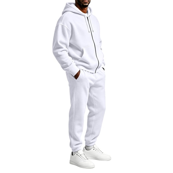 Domuza 2‑Piece Sweatsuit Tracksuit for Men Full Zip Long Sleeve Hoodie & Jogger Sweatpants, Soft Comfort Athletic Casual Jogging Outfit
