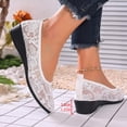 thumbnail image 1 of Domuza 2026 New Ballet Flats for Women Round Toe Slip on Lace ballerina Flat Comfortable Wedding Casual Dressy Floral Flats Shoes White 7.5（EU-39）, 1 of 4