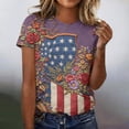 thumbnail image 1 of Domuza Womans 250 Anniversary Shirt Usa Flag Graphics Short Sleeve Blouses Dressy Casual Crew Neck Tshirts New Fashion Clothing Purple M, 1 of 5
