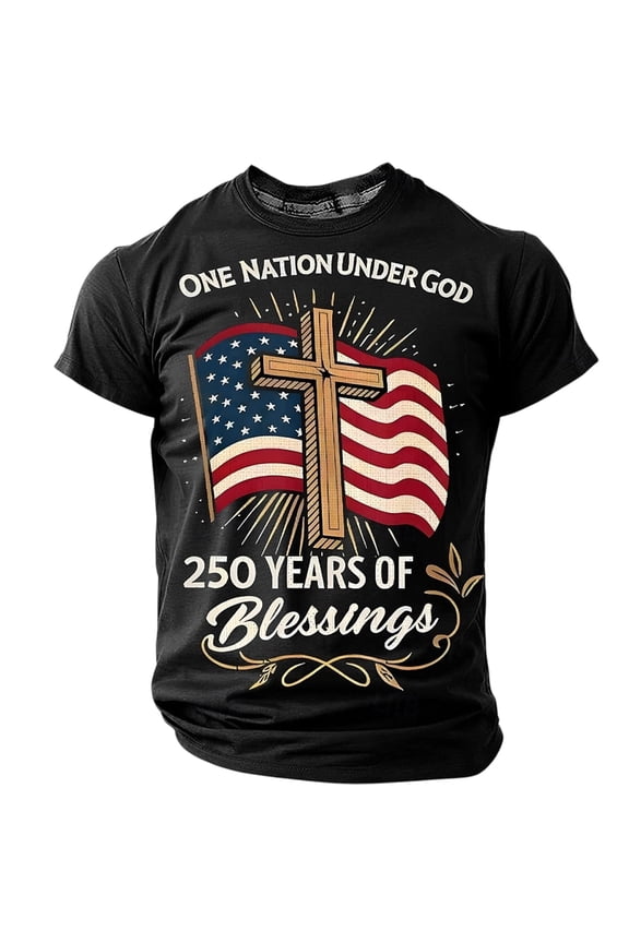 250th Anniversary USA Shirts for Men United States 250th Anniversary T-Shirt 1776-2026 Blessings America Graphic Tees Black 2XL