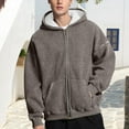 thumbnail image 1 of Domuza Acid Washed Hoodie Men Vintage Washed Distressed Zip Up Hooded Sweatshirt Fall Winter Relaxed Fit Outdoor Athletic Solid Coat Gray XL, 1 of 5