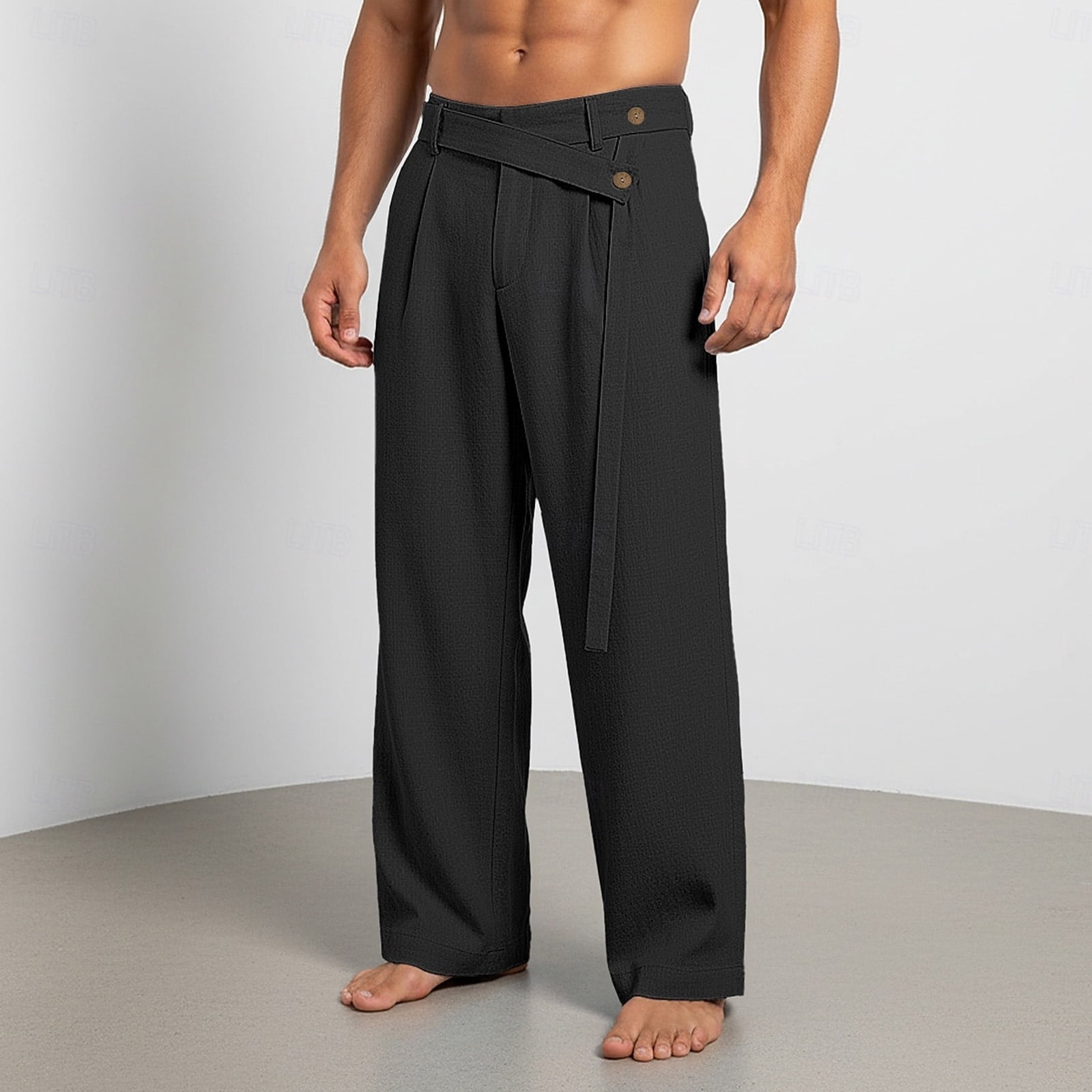 dinoworks egg Trousers サイズS Domuza Baggy Dress Pants for Men Zipper Fly Pleated Wide Leg Pants