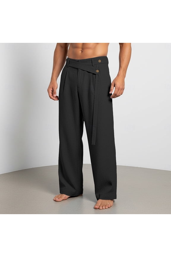 Baggy Dress Pants for Men Zipper Fly Pleated Wide Leg Pants Work Office Slacks with Pocket Casual Fashion Business Trousers Black XL