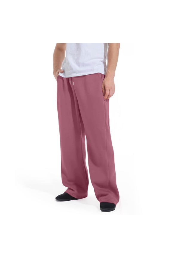 Baggy Sweatpants for Men Wide Leg Open Bottom Lounge Sweat Pants Casual Stylish Elastic Waist Loose Fit Sport Pants with Pockets Watermelon Red 3XL