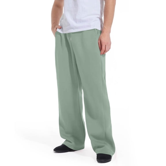 Domuza Baggy Sweatpants Men Wide Leg Open Bottom Lounge Sweat Pants Fashion Casual Elastic Waist Relaxed Fit Sport Pants with Pockets Mint Green 3XL