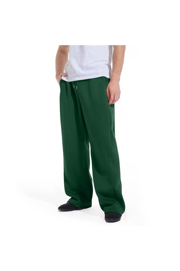 Baggy Sweatpants Men Wide Leg Open Bottom Lounge Sweat Pants Stylish Casual Elastic Waist Loose Fit Athletic Pants with Pockets Army Green M
