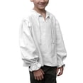 thumbnail image 1 of Domuza Boys Medieval Pirate Costume Shirt Kids Medieval Renaissance Ruffled Long Sleeve Tops White 150, 1 of 4