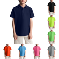 thumbnail image 1 of Domuza Boys Rib Knit Polo Shirt Kids Back to School Short Sleeve Solid Color Shirt Summer Lightweight School Uniform Shirts Navy 3-4 Years, 1 of 5