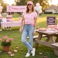 thumbnail image 1 of Domuza Breast Cancer Shirts for Women Pink Ribbon Wings Graphic Cancer Survivor Short Sleeve V Neck Tee Shirts ,in October We Wear Pink T-Shirts XL, 1 of 6