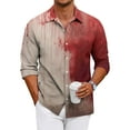 thumbnail image 1 of Domuza Button Up Shirt Men Long Sleeve Halloween Novelty Novelty Print Loose Fit Tshirts Lightweight Casual Lapel Dress Shirts for Halloween Party Vermilion 3XL, 1 of 7