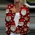 thumbnail image 1 of Domuza Cardigan Sweaters Women Christmas Graphics Long Sleeve Cable Knit Sweaters Fall Winter Casual Lightweight Button Down Blouse Red L, 1 of 5