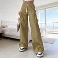 thumbnail image 1 of Domuza Cargo Pants for Women Casual Loose Fit Elastic Drawstring Straight-Leg Pants 2026 New Trendy Hiking High Waist Trousers With-Pockets Earthy Yellow S, 1 of 4