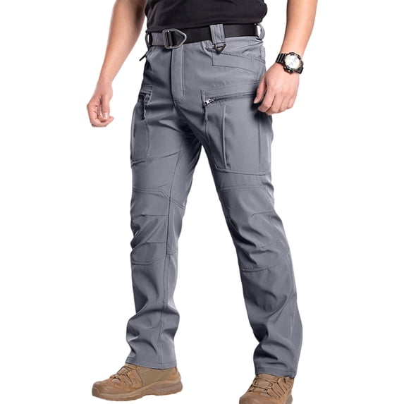 Domuza Cargo Pants for Men Relaxed Fit Waterproof Hiking Pants Ripstop Durable Construction Work Pants with Pockets Gray 3XL
