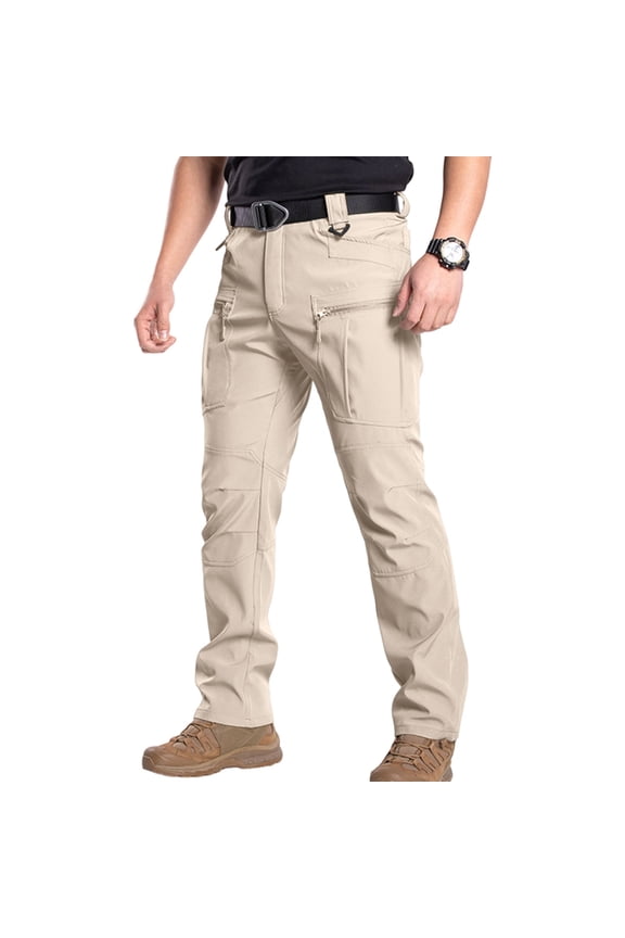 Cargo Pants for Men Relaxed Fit Waterproof Hiking Pants Ripstop Durable Construction Work Pants with Pockets Khaki 3XL
