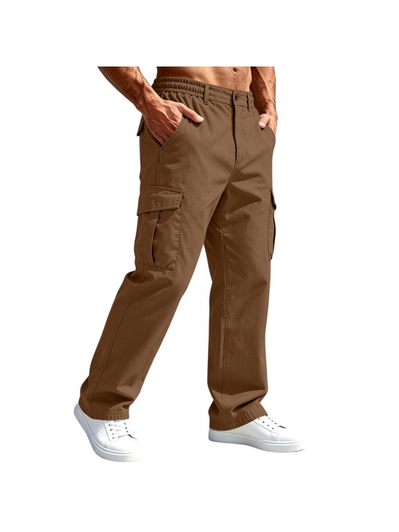 Cargo Pants for Men Ripstop Multi Pocket Breathable Trousers Relaxed Fit Fishing Construction Outdoor Utility Pants