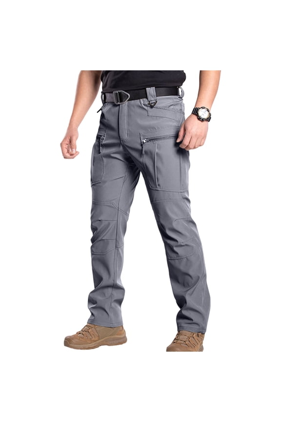 Cargo Pants for Men Ripstop Waterproof Hiking Pants Stretch Work Cargo Trousers Pant Outdoor Jeans Gray L