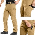 thumbnail image 1 of Domuza Cargo Pants for Men Thermal Fleece Lined Work Pants Outdoor Snow Ski Insulated Hiking Trousers Khaki L, 1 of 7