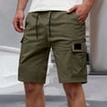 thumbnail image 1 of Domuza Cargo Shorts for Men Drawstring Stretch Elastic Waist Summer Casual Work Short with Pockets Army Green L, 1 of 4