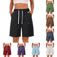 thumbnail image 1 of Domuza Cargo Shorts for Women Casual High Waisted Bermuda Shorts Summer Trendy Outdoor Hiking Elastic Waist Outfits with Pockets Black L, 1 of 8