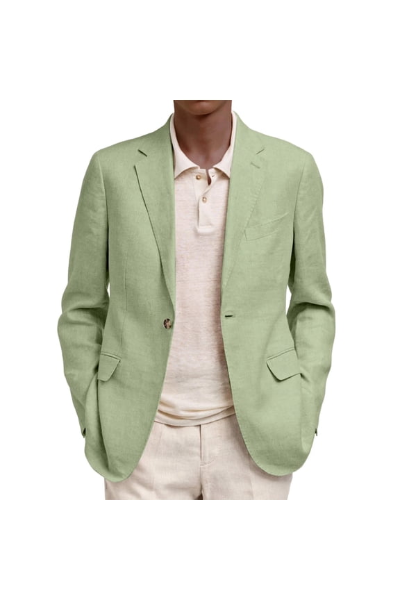 Casual Blazer for Men Classic Business Elastic One Button Suit Jacket Fashion Herringbone Slim Fit Long Sleeve Lapel Sport Coat Light Green XL