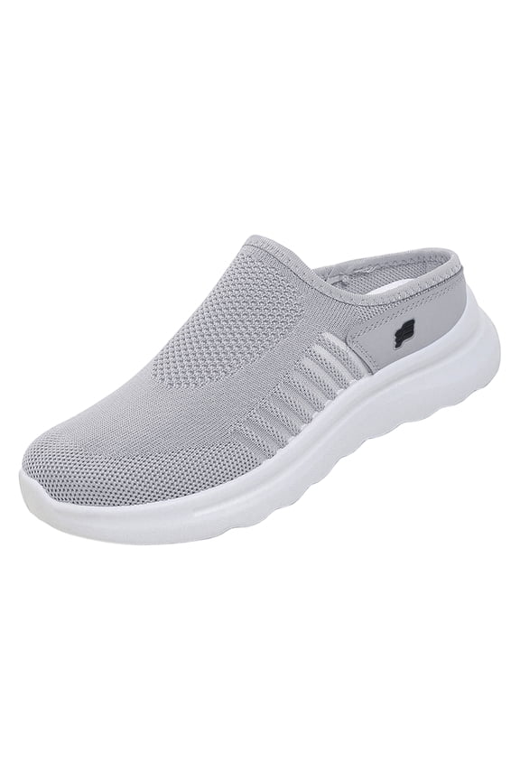 Casual Slip on Half Shoes, Women's Mules Shoes Sneakers, Mesh Breathable Flat Anti-Slip Walking Shoes Gray 7.5(EU-39)
