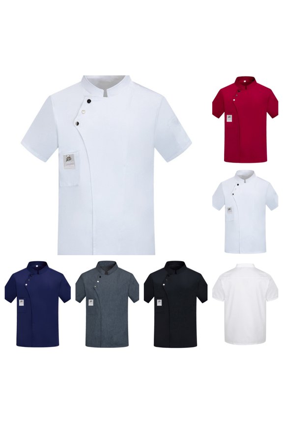 Chef Shirts for Men Short Sleeve Chef Jacket for Women Restaurant Kitchen Chefs Uniform Fitted Chefs Jacket White 3XL
