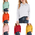 thumbnail image 1 of Domuza Children's Back to School Polo Shirt, Back to School Durable Long Sleeve Pique Knit Top for School Uniform and Daily Activities White 6-7 Years, 1 of 4