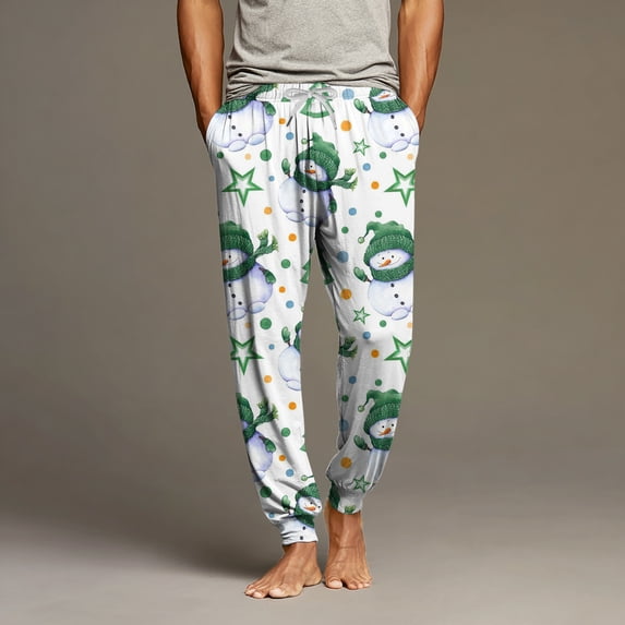 Domuza Christmas Pajamas for Men Pants Soft Comfy Elastic Drawstring Jogger Pj Pants Lightweight Casual Relaxed Fit Lounge Sleepwear with Pockets Green L