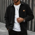 thumbnail image 1 of Domuza Corduroy Jacket for Men Comfy Casual Button Down Long Sleeve Shacket Jacket Fall Winter Stylish Loose Fit Solid Sweatshirt with Pockets Black S, 1 of 5